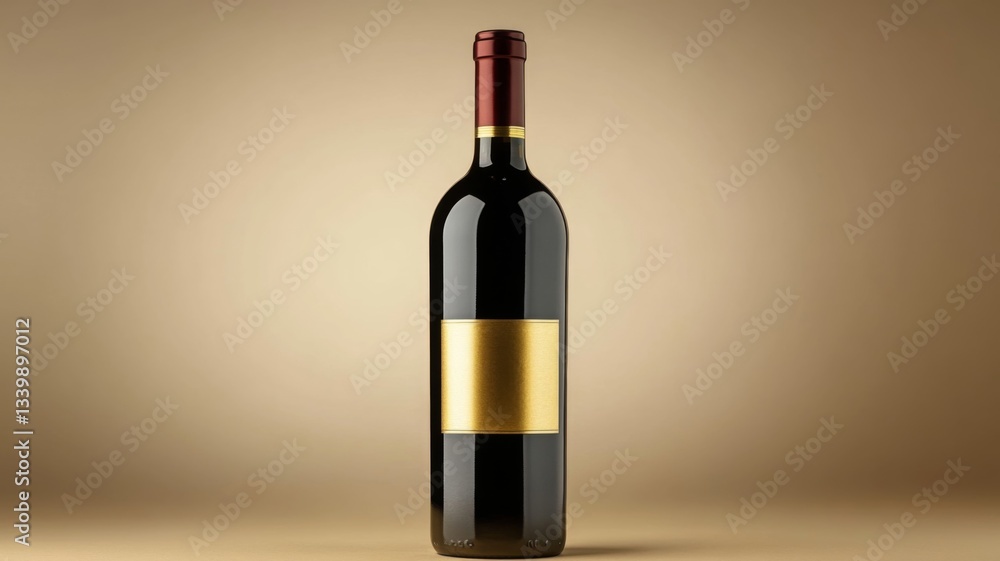 Elegant Red Wine Bottle With Gold Label Elegant Red Wine Bottle With Gold Label