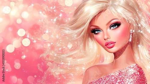A Beautiful Animated Woman With Long Blonde Flowing Hair