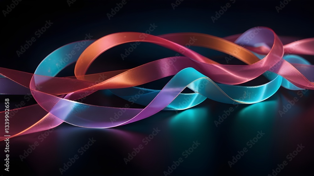 A surreal, floating ribbon effect with glowing soft light A surreal, floating ribbon effect with glowing soft light