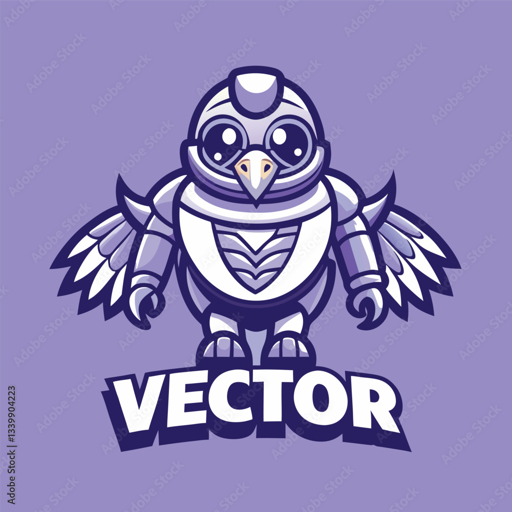 Fototapeta premium Futuristic Robot Bird Mascot Design with Cartoonish Illustration