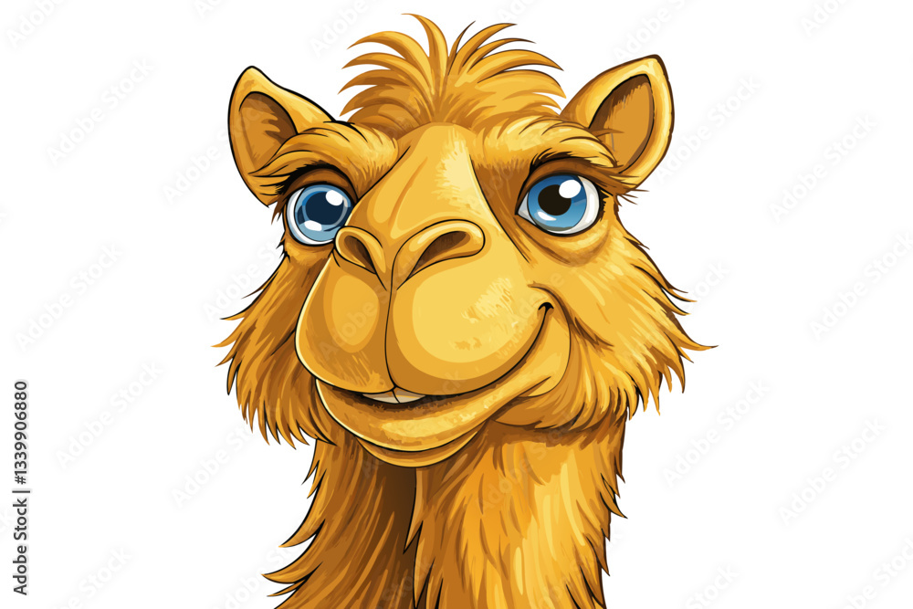 Fototapeta premium camel portrait in isolated background cartoon