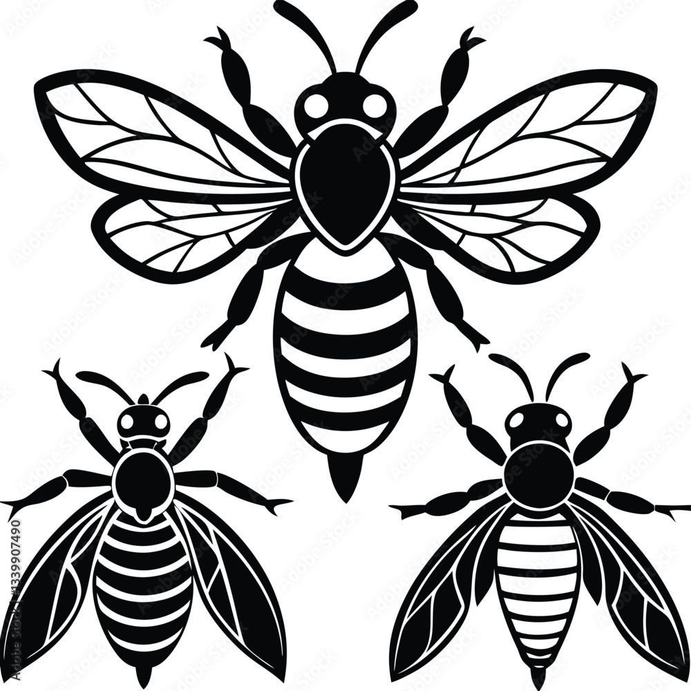 Fototapeta premium bee silhouette on white background