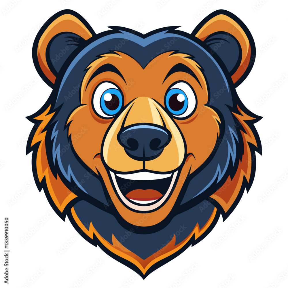 a friendly cartoon vector illustration of a bear mascot face with a big smile a friendly cartoon vector illustration of a bear mascot face with a big smile
