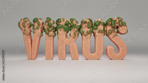 Virus Skin Infection Realistic 3D Animation of Inflated Skin Texture with Sickly Green Pus Tones