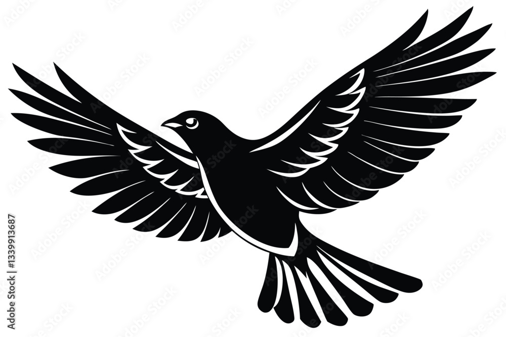 Fototapeta premium A simple silhouette of a bird in flight