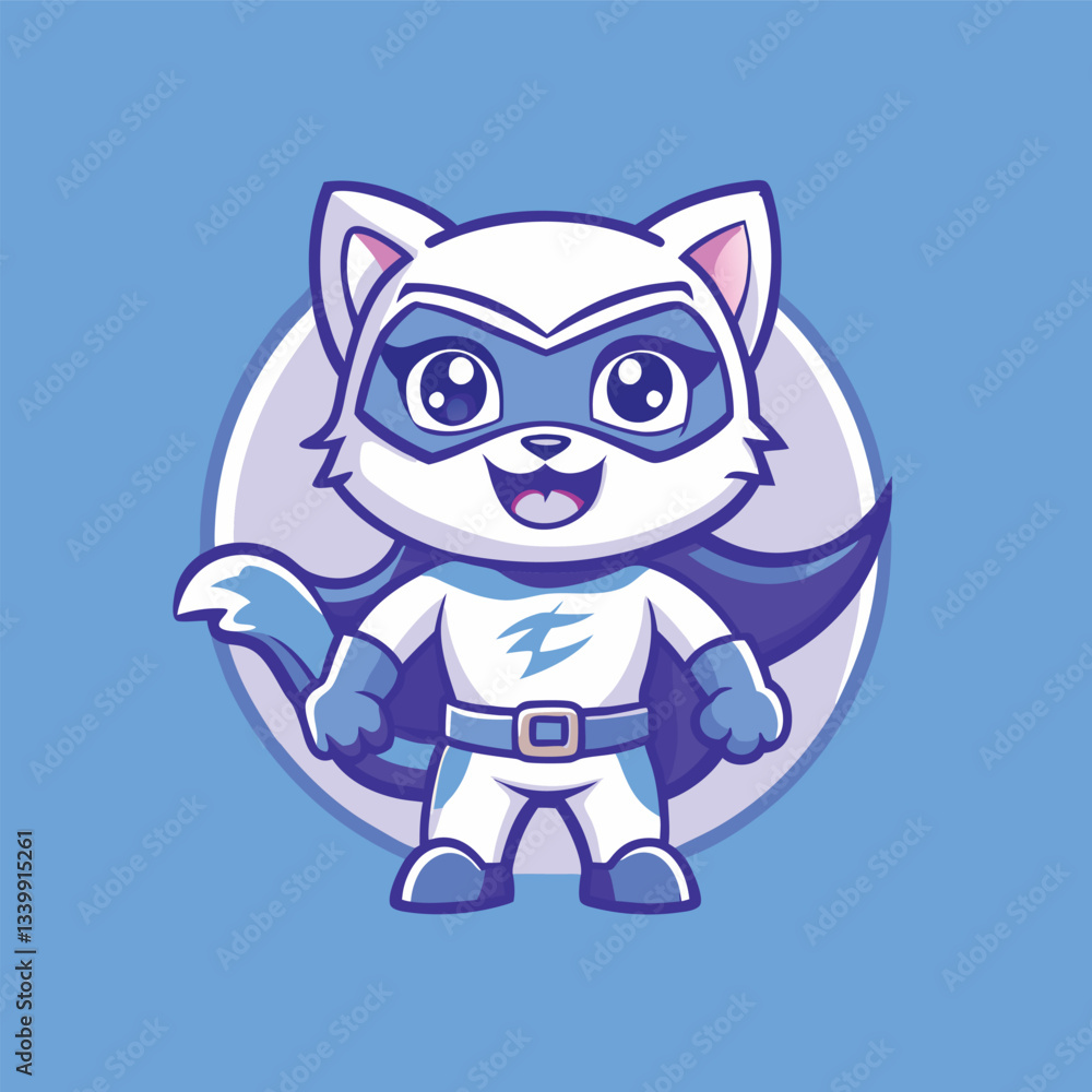 Minimalist Vector Illustration of a Superhero Cat with a Masculine Design Minimalist Vector Illustration of a Superhero Cat with a Masculine Design