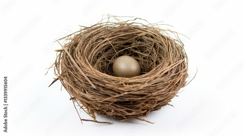 custom made wallpaper toronto digitalA serene view of a nest made by urban birds, showcasing natures resilience in city landscapes against a white backdrop.