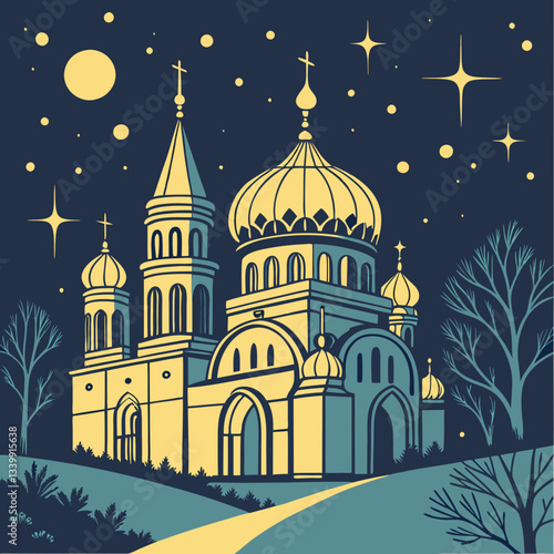 Winter view of the Cathedral of Christ the Savior in Moscow with its iconic dome and cross, showcasing the historic architecture and religious significance of this landmark in Russia