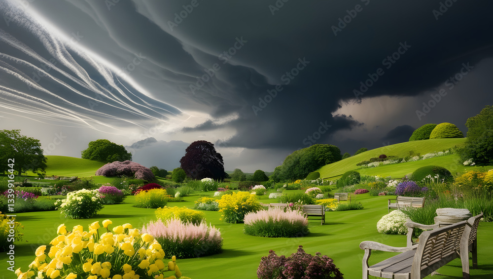 Obraz premium landscape with a pond and a tree