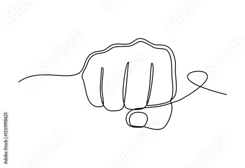 Continuous line art drawing of hand fist or hand grip