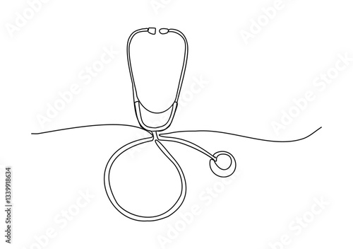 hand drawn vector illustration of a stethoscope, stethoscope in continuous line drawing