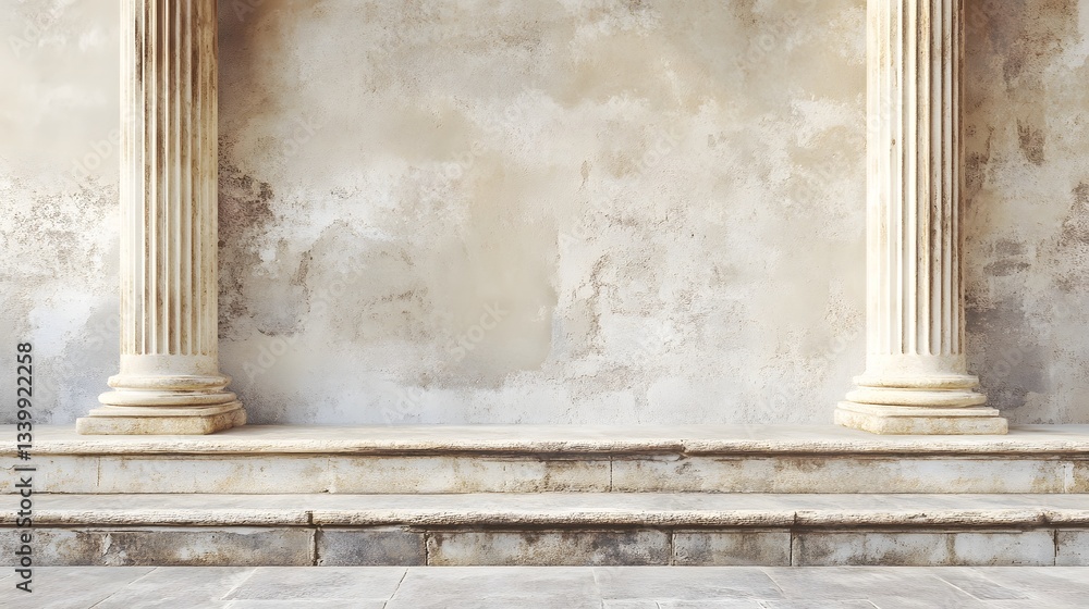 custom made wallpaper toronto digitalTwo columns flank a weathered wall and stone steps