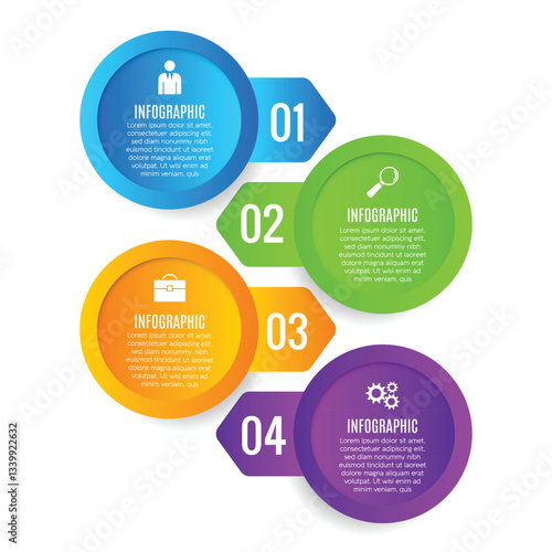 Circle growth infographic arrow editable 4 step chart list template modern template design