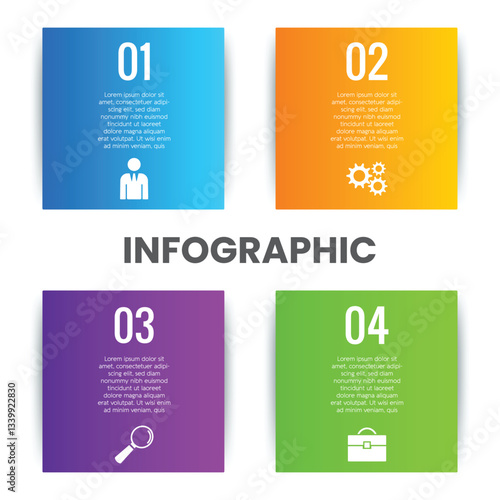 Creative concept for infographic with 4 steps financial minimalist chart list design