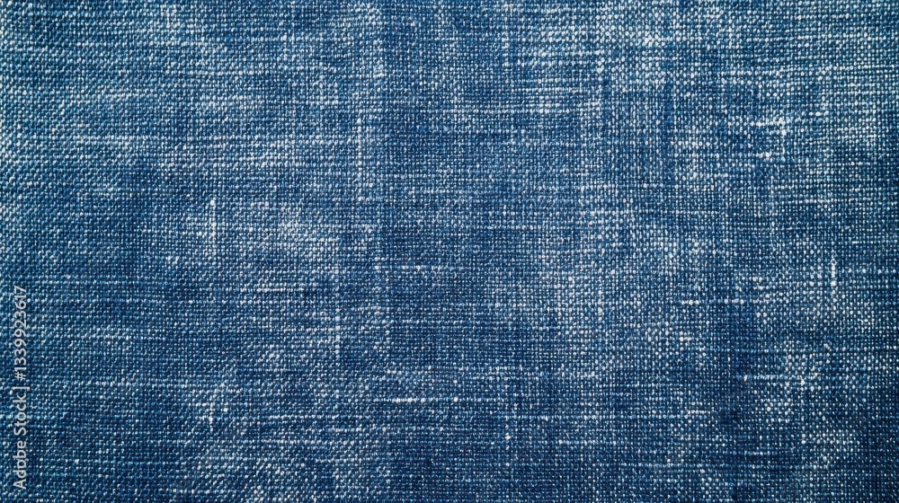 Close-up of blue fabric with detailed woven texture and white irregular pattern. Use as a background, or for textile design and craft projects. Close-up of blue fabric with detailed woven texture and white irregular pattern. Use as a background, or for textile design and craft projects.