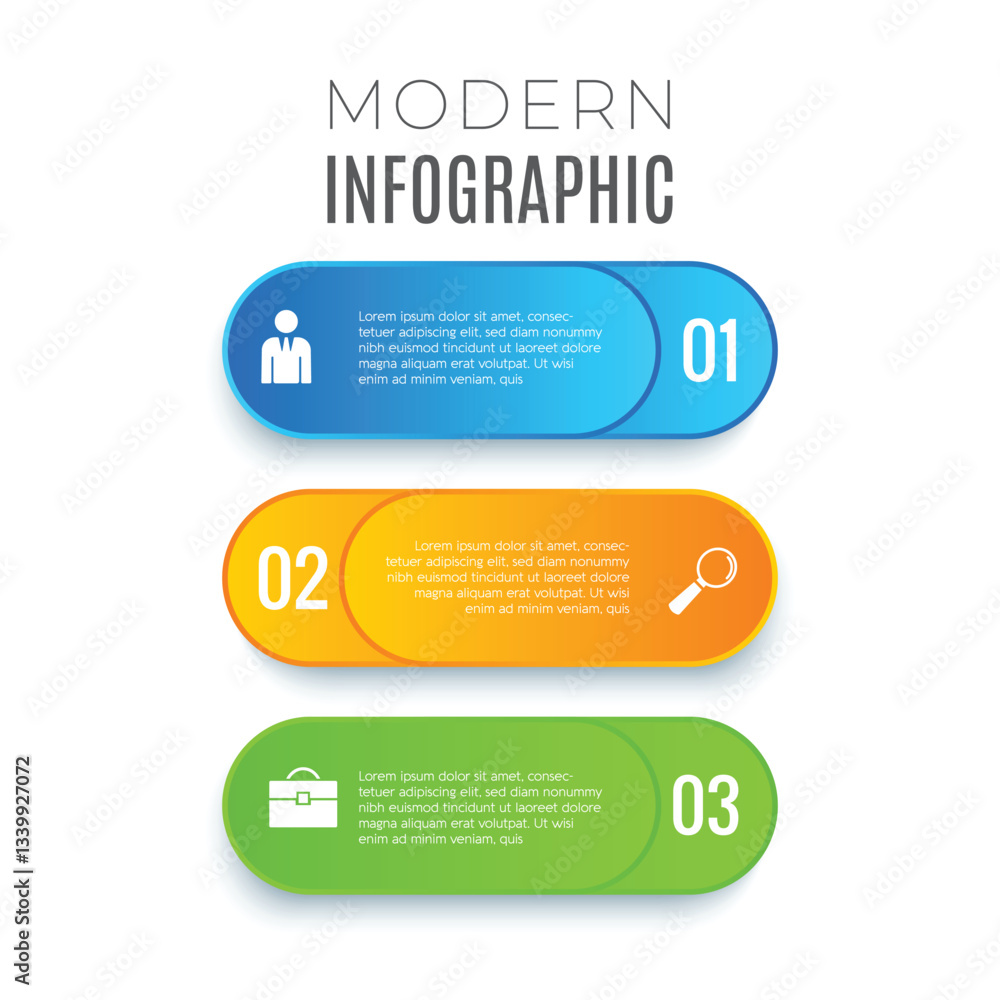 Editable infographic template modern chart list minimalist 3 step design Editable infographic template modern chart list minimalist 3 step design