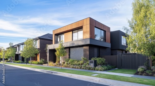 Wallpaper Mural Modern residential architecture featuring a stylish home with landscaped surroundings on a sunny day Torontodigital.ca