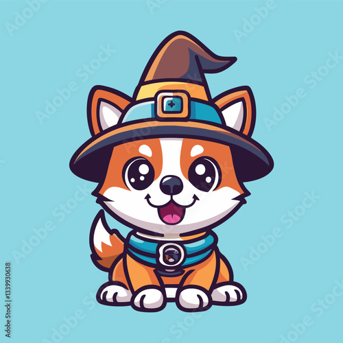 Witch Dog Mascot Vector Illustration with Intricate Details