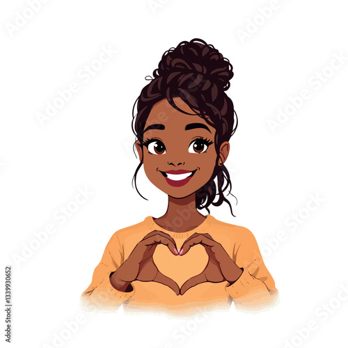 Vsai smiling girl making heart shape with hands