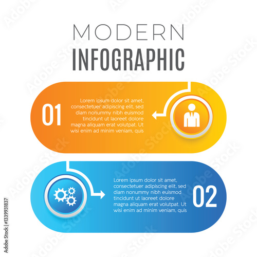 Modern 2 step options business growth concept chart list editable infographic design