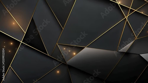 Wallpaper Mural Abstract geometric dark background with gold lines and glowing lights Torontodigital.ca