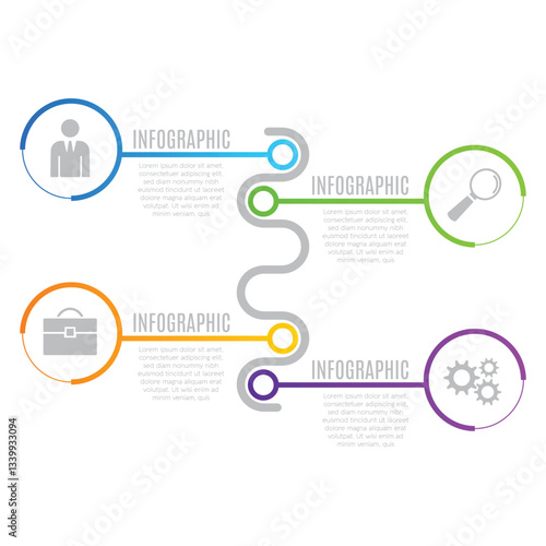 Stylish modern editable concept infographic template 4 steps business growth design