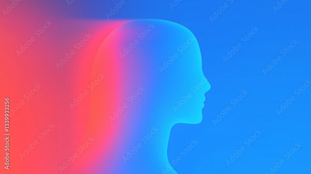 Abstract Gradient Silhouette of a Female Profile Abstract Gradient Silhouette of a Female Profile