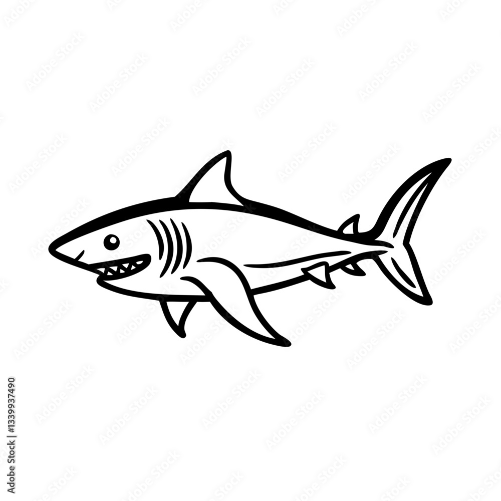 Obraz premium Shark icon swimming in ocean waters, marine life concept