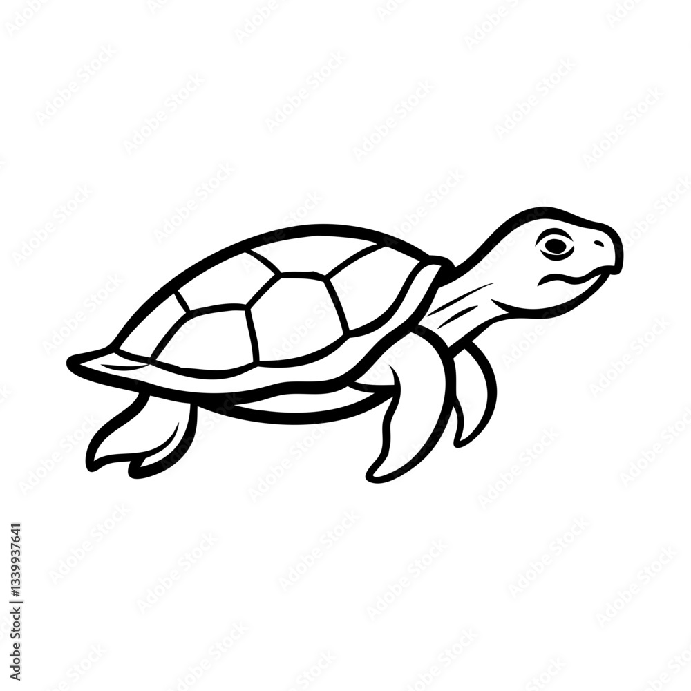 Fototapeta premium Turtle icon swimming in ocean waves, marine life concept