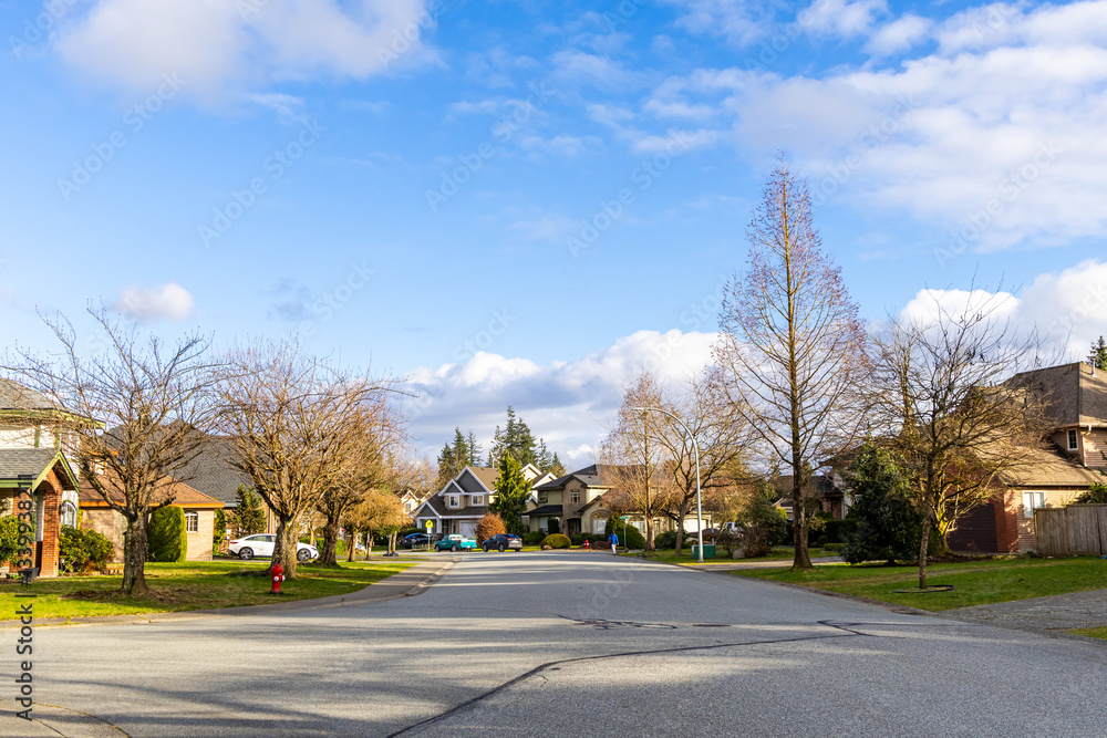 Quiet Residential Street in Fraser Heights, Surrey, BC on a Sunny Day Quiet Residential Street in Fraser Heights, Surrey, BC on a Sunny Day