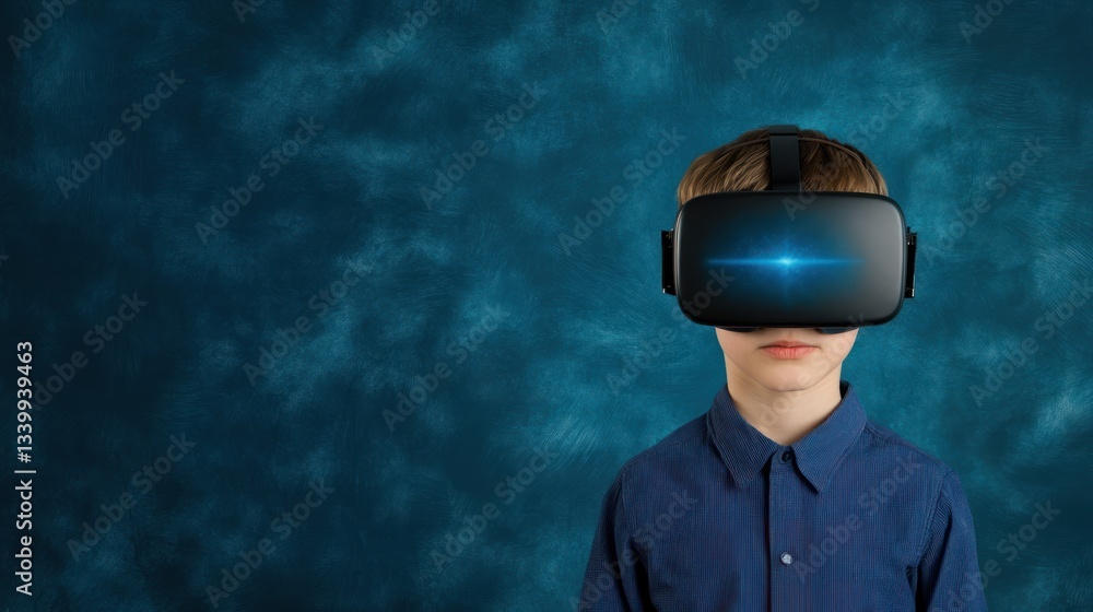 Immersive Virtual Reality Experience: A Boy Exploring New Digital Worlds