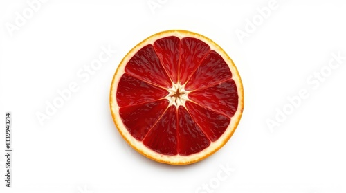 Fresh Blood Orange Slice on White Background
