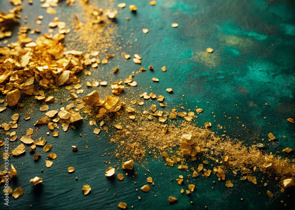Abstract Teal Gold Leaf Texture: Elegant Luxury Background Abstract Teal Gold Leaf Texture: Elegant Luxury Background