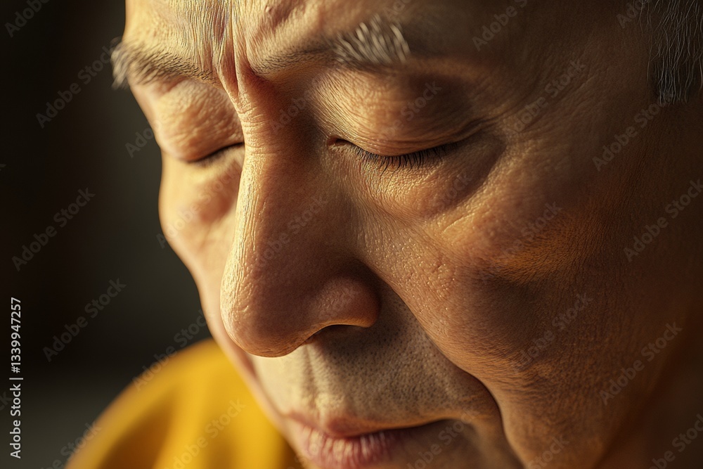 Obraz premium In A Close-up Shot The Expression Of One Monk Ref F52eb1c3-3 807