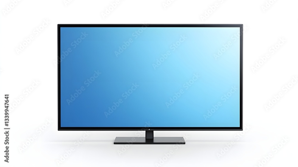 Flat screen television displaying a gradient of blue on white Flat screen television displaying a gradient of blue on white