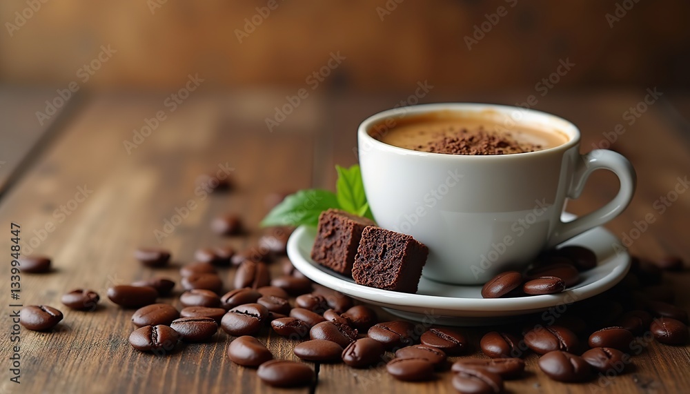 Fototapeta premium cup of coffee with beans