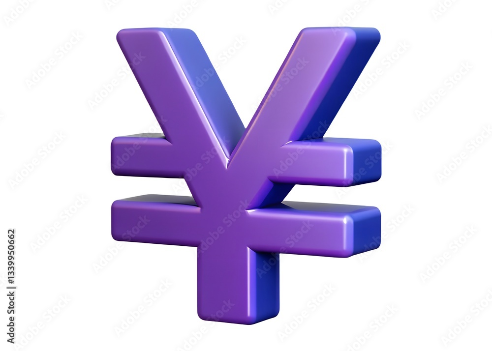 Obraz premium Digital Yen: A contemporary, 3D-rendered Japanese Yen symbol, rendered with smooth gradients and subtle shadows, symbolizing finance, currency, and global economics.