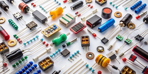 Wallpaper Mural Aerial Drone Shot: Electronic Components - Resistor, Capacitor, Connector, Relay, Transistor, Diode Torontodigital.ca