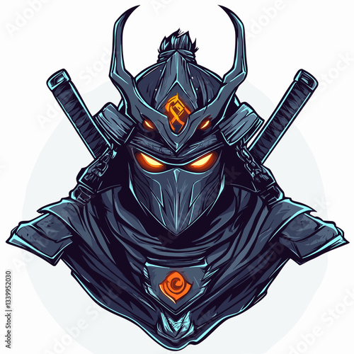 Epic esports logo featuring a ghostly samurai with tattered garments and glowing eyes, perfect for gaming teams and tournaments
