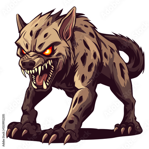 Fierce hyena esports logo showcasing a snarling creature with jagged fangs and piercing eyes in dynamic design