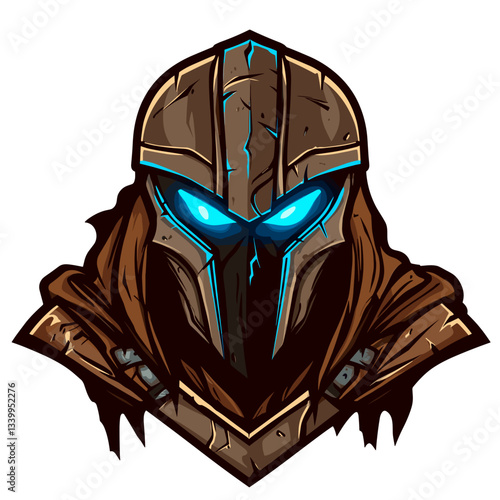 Epic esports logo featuring an ancient undead warlord in battle armor with glowing blue eyes and detailed texture