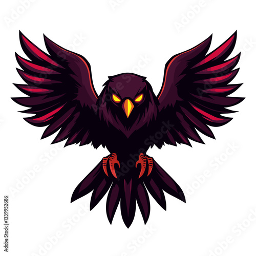 Sinister raven logo with crimson feathers representing a competitive esports team ready for battle
