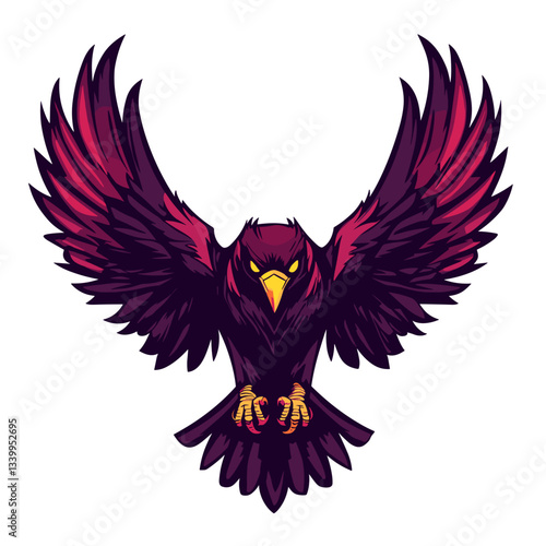Dynamic esports logo featuring a sinister raven with deep crimson feathers ready to engage in competitive gaming