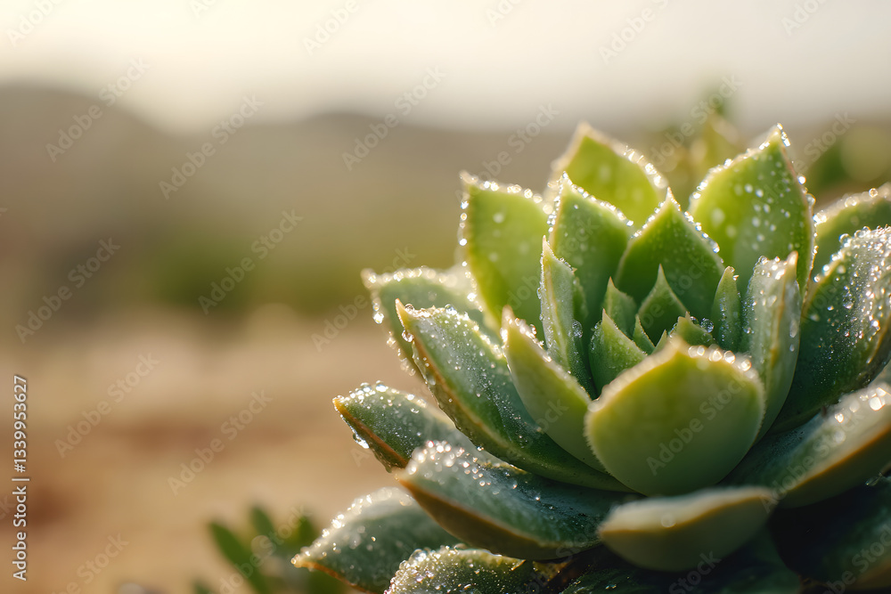 Close-Up of a Succulent Plant with Water Droplets Close-Up of a Succulent Plant with Water Droplets