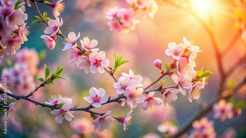 Aerial View Delicate Spring Blossoms Soft Gentle Light Background Stock Photo Aerial View Delicate Spring Blossoms Soft Gentle Light Background Stock Photo