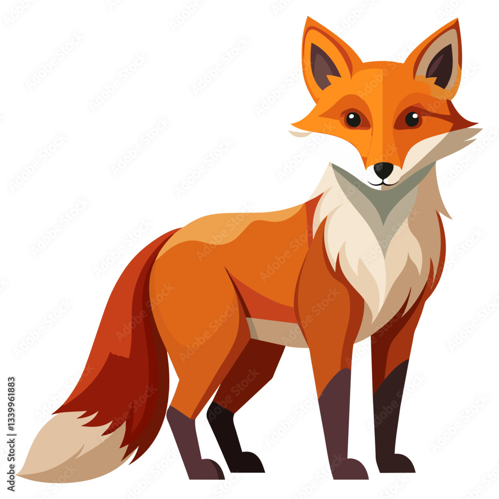 Obraz premium fox vector illustration, cunning wildlife animal drawing