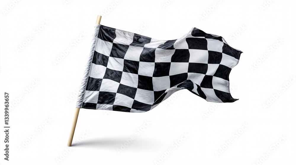 Fototapeta premium Checkered Racing Flag Waving in the Wind