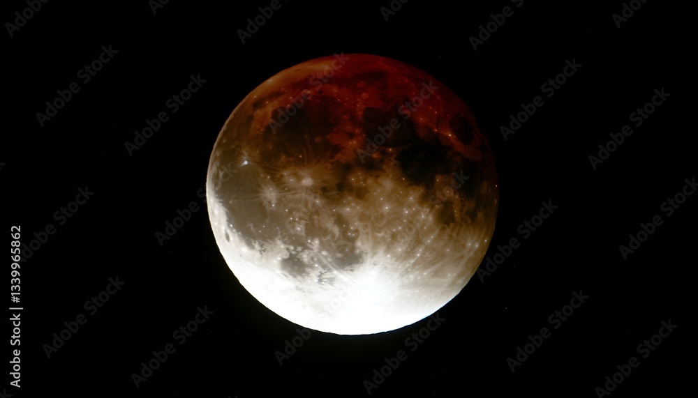 Fototapeta premium Blood Moon Eclipse Night Sky Celestial Event.