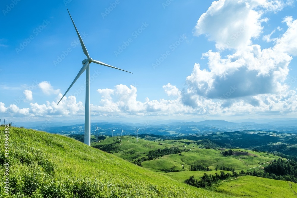 The Photo Shows A Large White Wind Turbine Spinni C4b842ee-9 1740 The Photo Shows A Large White Wind Turbine Spinni C4b842ee-9 1740