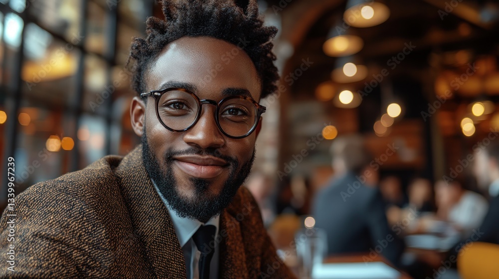 Portrait of a Smiling Man in a Cafe Portrait of a Smiling Man in a Cafe